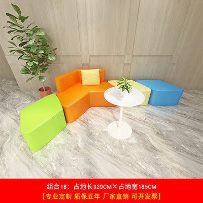 Sectional sofa minimalist creative irregular stool kindergarten office mall rest area negotiation reception table and chair sofa