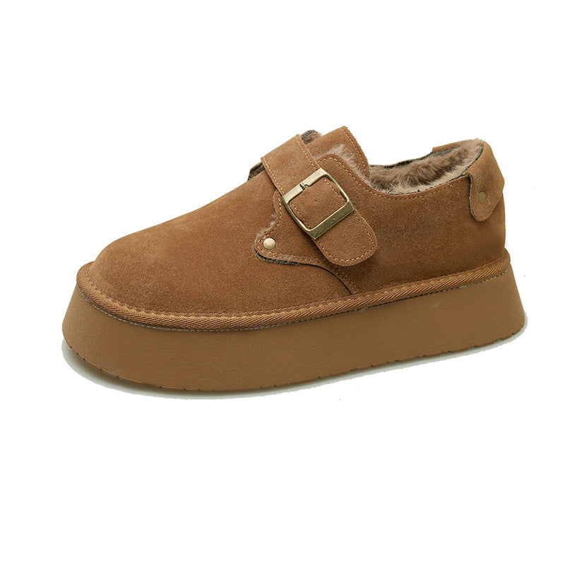 Birkenstock cotton shoes for women winterfleece-linedoutwear2026new arrivalthick soleheight-increasing big toe bread shoes snow boots