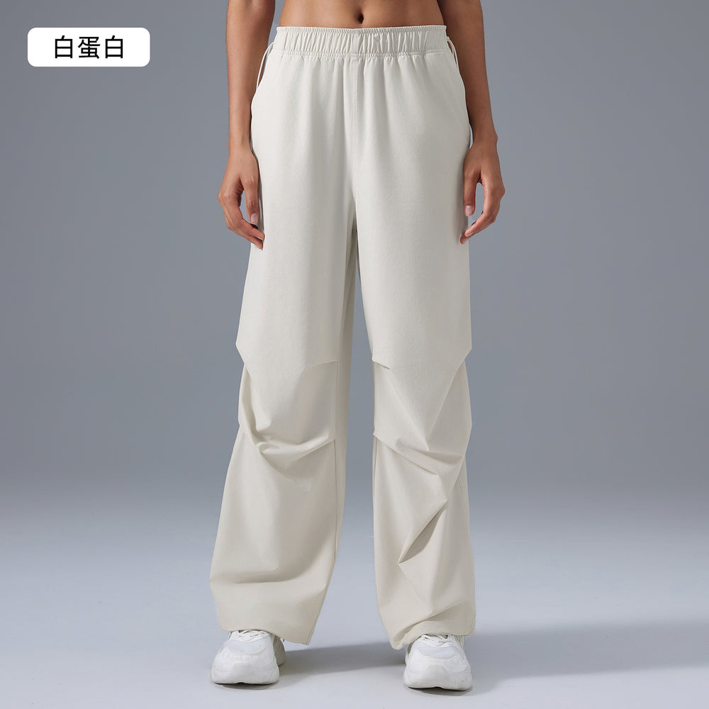 Loose straight-leg casual pants women's waist drawstring jogger pantsworkwear sports pants running fitness paratrooper pants d25087