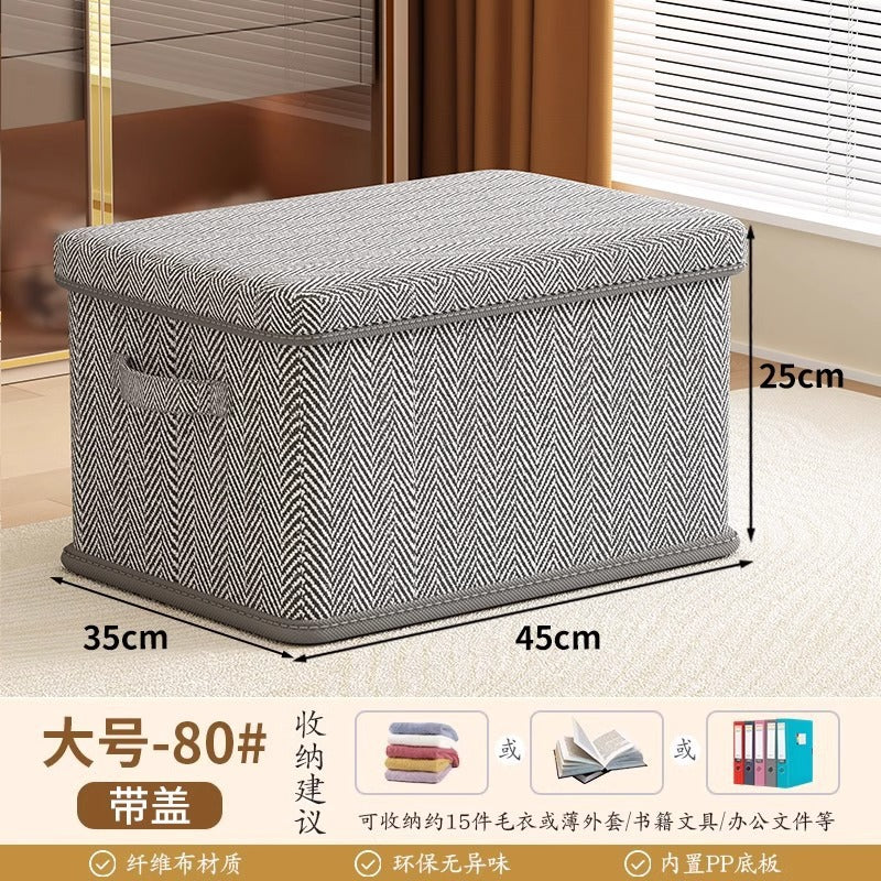 Striped Lid Storage Box Household Clothing Quilt Toy Storage Basket Large Capacity Multifunctional Snack Storage Box