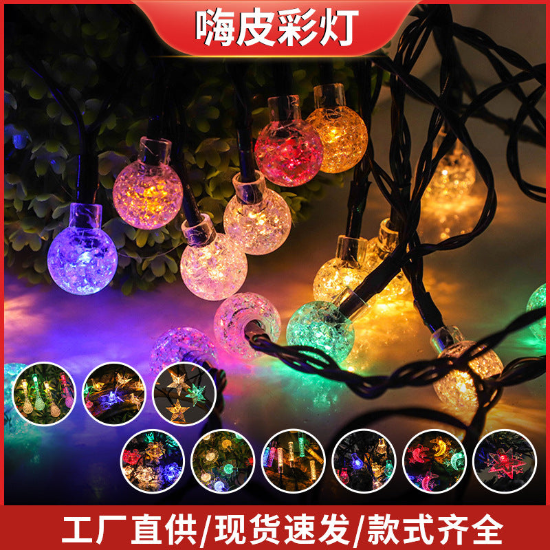Cross-border led solar light string bubble ball outdoor camping courtyard project lighting Christmas decorative light string