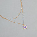Crystal devil's eye necklace wholesale cross-border gold plated pendant women's stylish double layer classy rose gold sweater chain