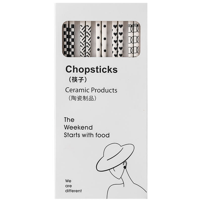 Nordic creative ceramic chopsticks - non-slip, anti-mold, high-temperature resistant set - home use, instagram-worthy, high-value tableware gift box