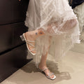2026 summer foreign trade fashion french chunky heel sandals & slippers - women's crystal hot-selling new arrivals - stunning floral design