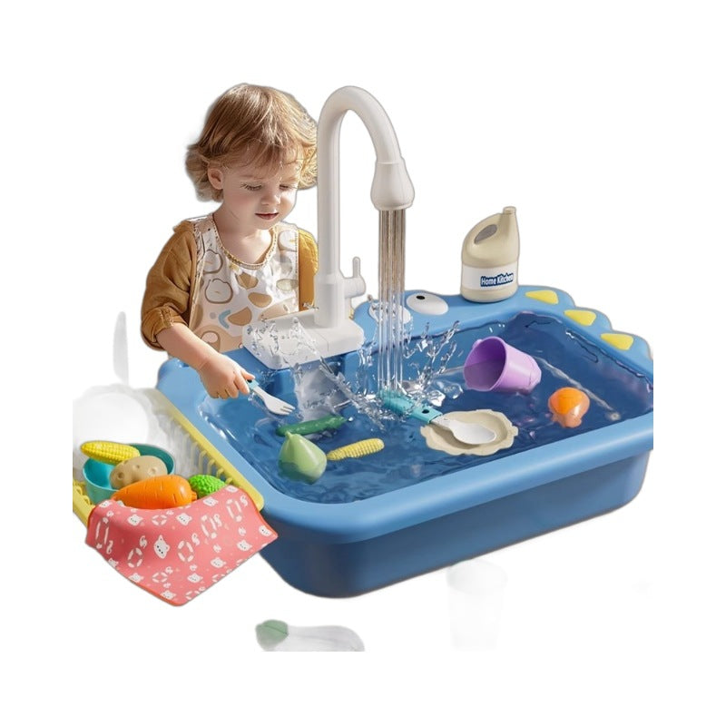 Kids dishwashing table play house kitchen toys electric wash basin sink simulated dishwashing toys cross-border new products