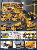 Kids' large construction vehicle set - excavator, mixer truck, bulldozer, dump truck, crane - toy car gift for boys