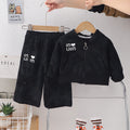 new trendy kids' fashionable baby spring/autumn letter & heart hooded long sleeve two-piece set - girls' spring outfit
