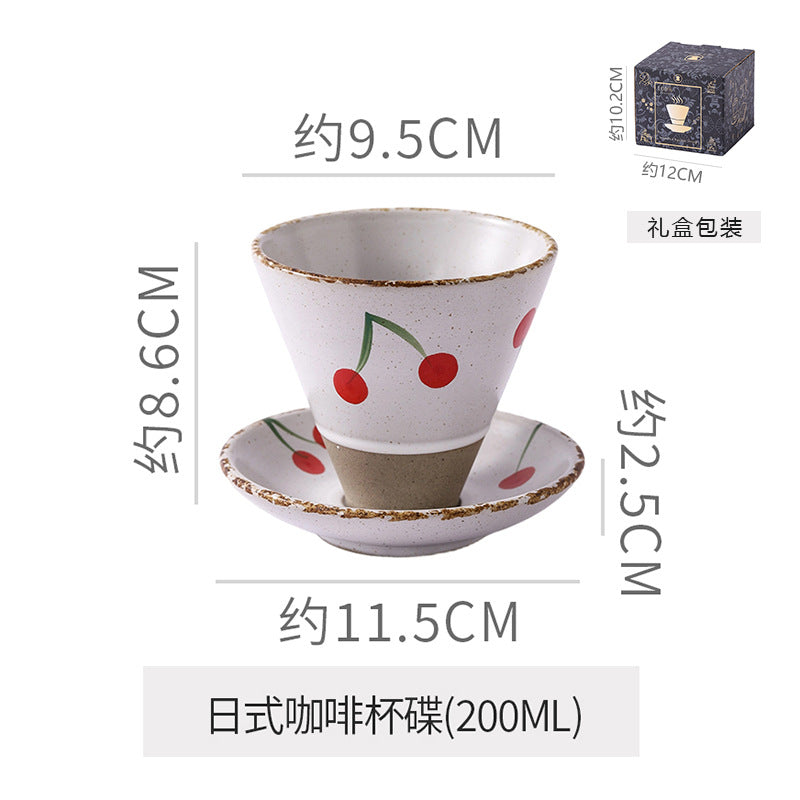 Creative niche style ceramic coffee cup and saucer suitjapanese style mug retro stoneware latte latte cup gift box
