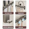 Kitchen punch-free hanging rod, spatula, spoon, movable hanging rack, row hook, multi-functional storage rack, wall-mounted storage knife holder
