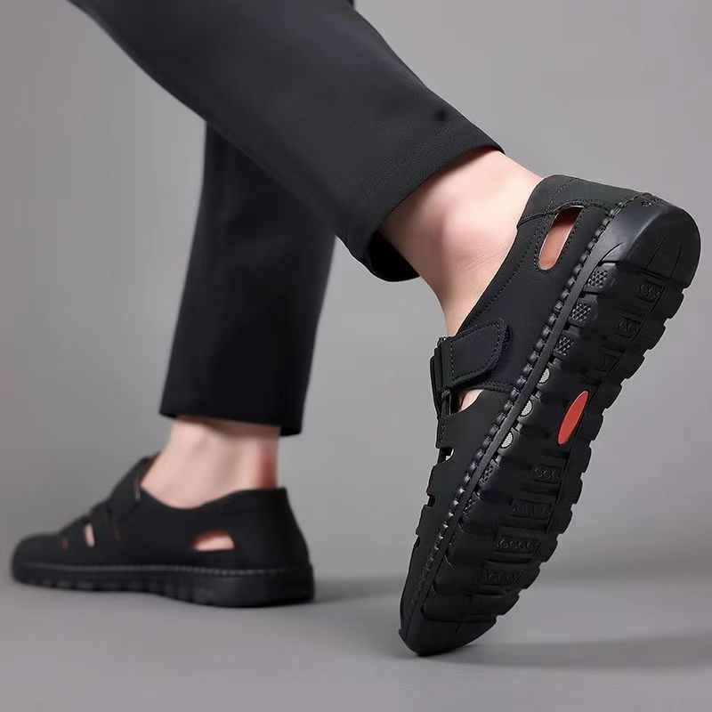 New arrival business hole cool leather shoes men's casual wedding groom british sandals summer breathable youth pointed toe men's shoes
