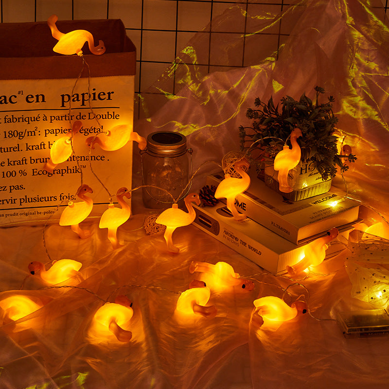 ins new led pink flamingo light string romantic wedding decoration lights christmas lights holiday lights flashing lights