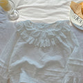 Girls' fall blouse  new long-sleeve heavy lace collar shirt - stylish spring/autumn top for kids