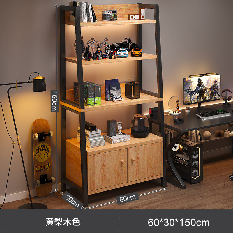 Shelf Floor-to-ceiling storage shelf Multi-layer bookshelf E-sports room Computer table Locker Wrought iron trapezoidal display shelf