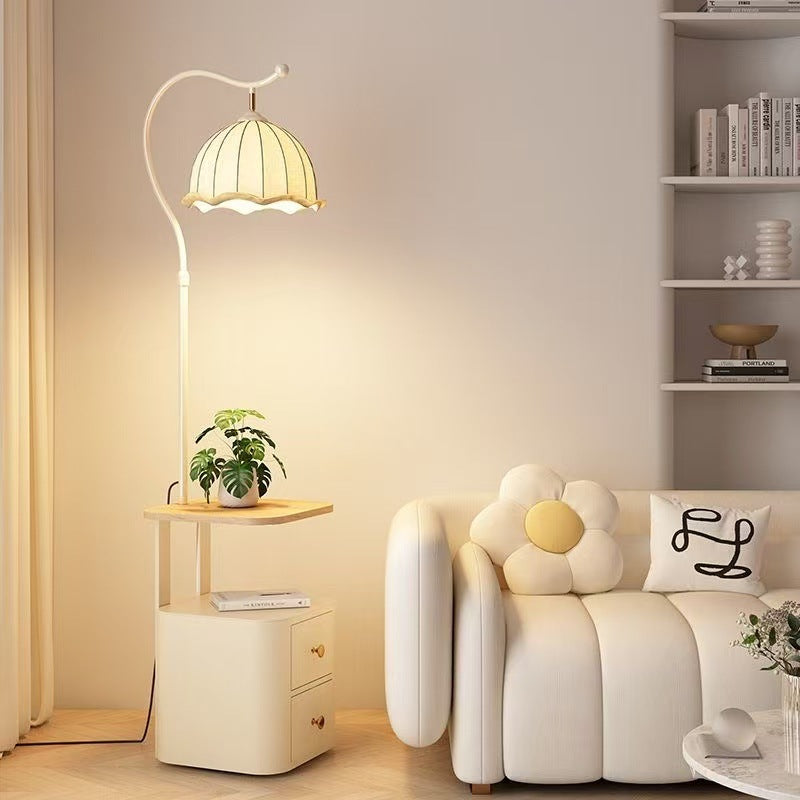 Bedroom bedside table with integrated floor lamp french medieval style practical storage rack living room sofa side coffee table
