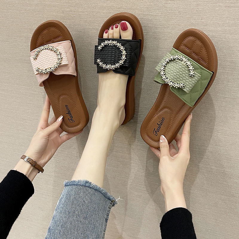 Women's slippers summer 2024 new water brick thick sole soft sole indoor outdoor fashion casual beach flip flops
