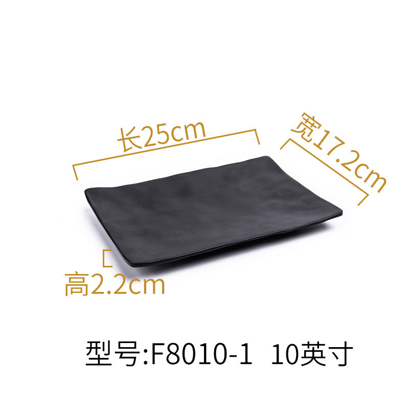 Melamine black tableware plastic dish imitation porcelain dinner plate cold dish plate barbecue hot pot plate barbecue restaurant plate commercial