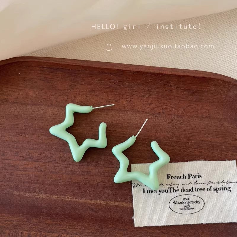 Colorful dopamine star stud earrings for women, 2026 new arrival, trendy high-end earrings, sweet and fresh style
