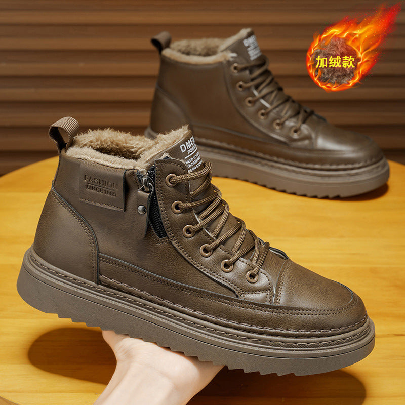 High-top men's shoes 2025winternew arrival non-slipthick sole cotton shoes fleece-linedheattech snow boots meneasiest for matchboots