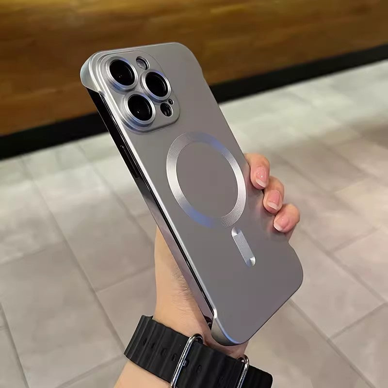 Ultra-thin frameless metallic paint magnetic suction suitable for iphone17pro mobile phone case apple 15 lens film protective cover