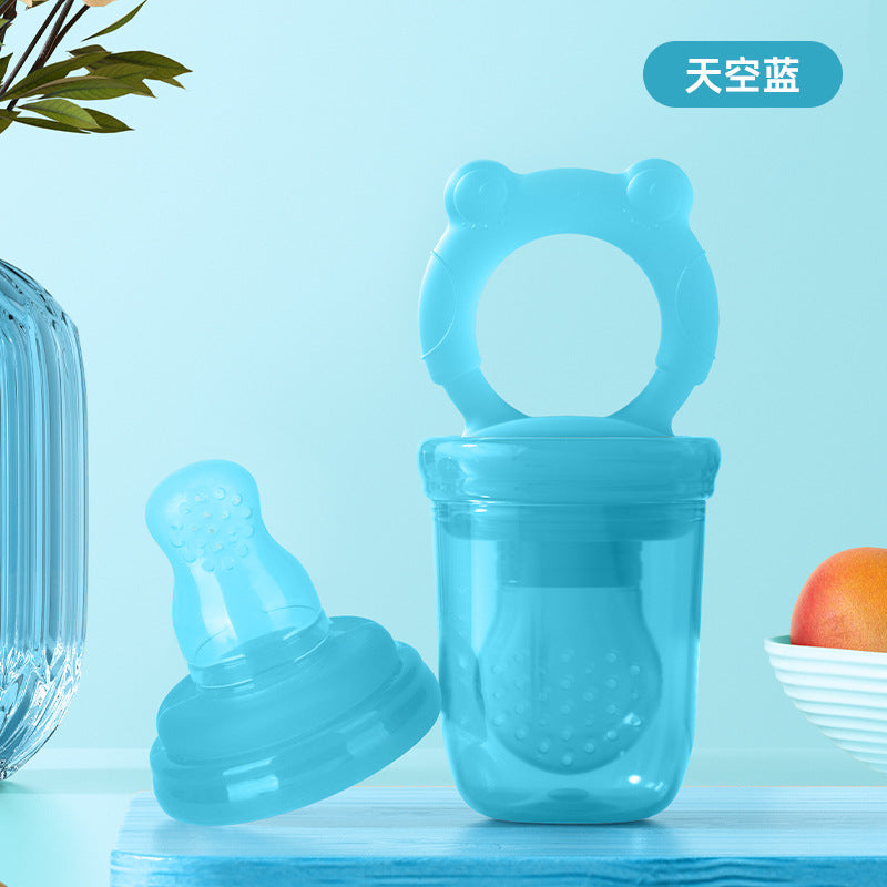 English card biting music fruit food supplement silicone mesh bag pacifier baby feeding tableware tooth glue fruit and vegetable music