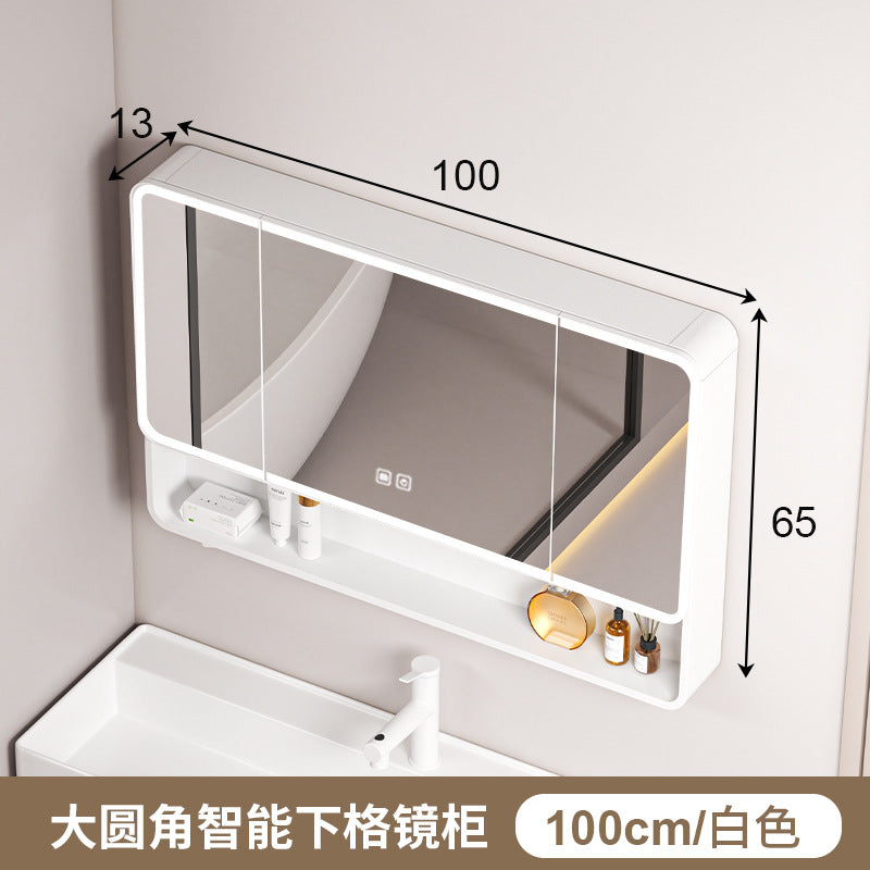 Honeycomb aluminum arc bathroom mirror cabinet lighting locker toilet wall-mounted mirror with vanity mirror smart mirror case