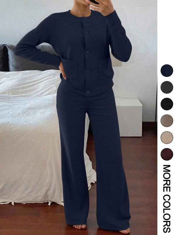 fashionfashionelegantknittingcardigansuitfemalefall and winternew arrivallazy stylecasualsweaterloose pants two