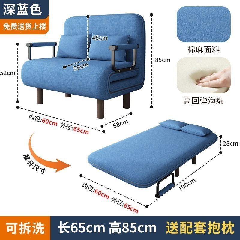 Folding sofa bed - space-saving, multi-functional bed for small apartments & balconies - convertible bed, extendable pull-out sofa bed with metal frame for living rooms