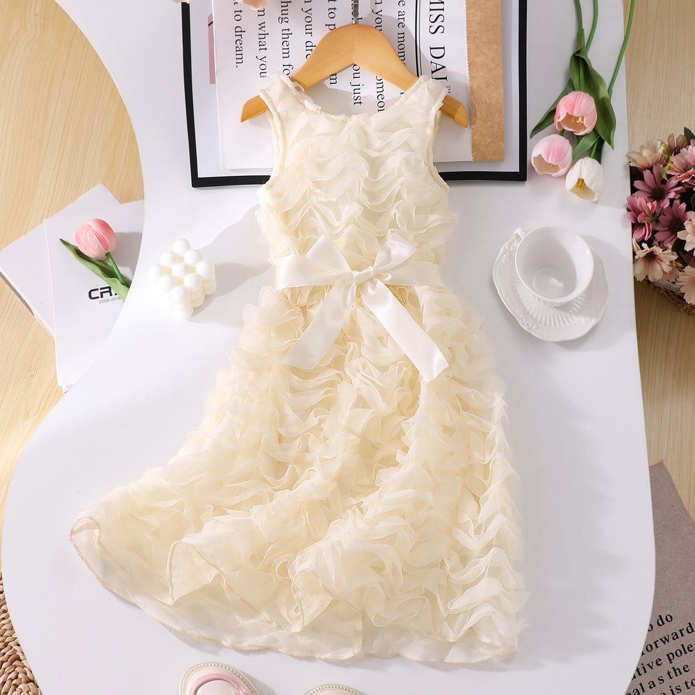 Girls' (toddler) dress, elegant party dress with 3d wavy stripes