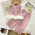 summer new girls' denim-style outfit: bowknot patchwork tank top and pants two-piece set - european & american style, cross-border fashion