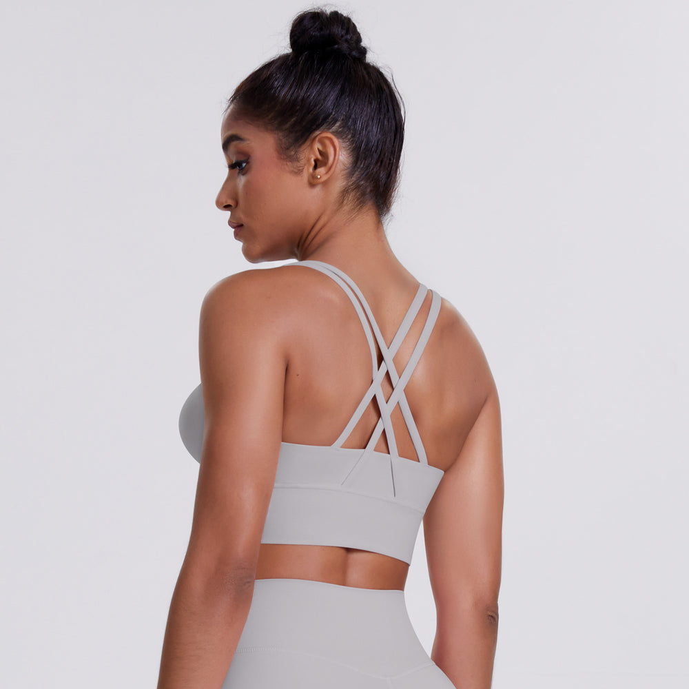 cloud-feeling brushed cross-back sports bra casual running bubble wrap fitness vest yoga clothes for women