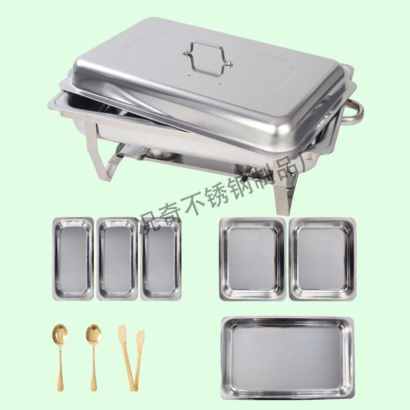 hot-selling stainless steel compartmented buffet stove commercial alcohol heated insulated food container restaurant hotel