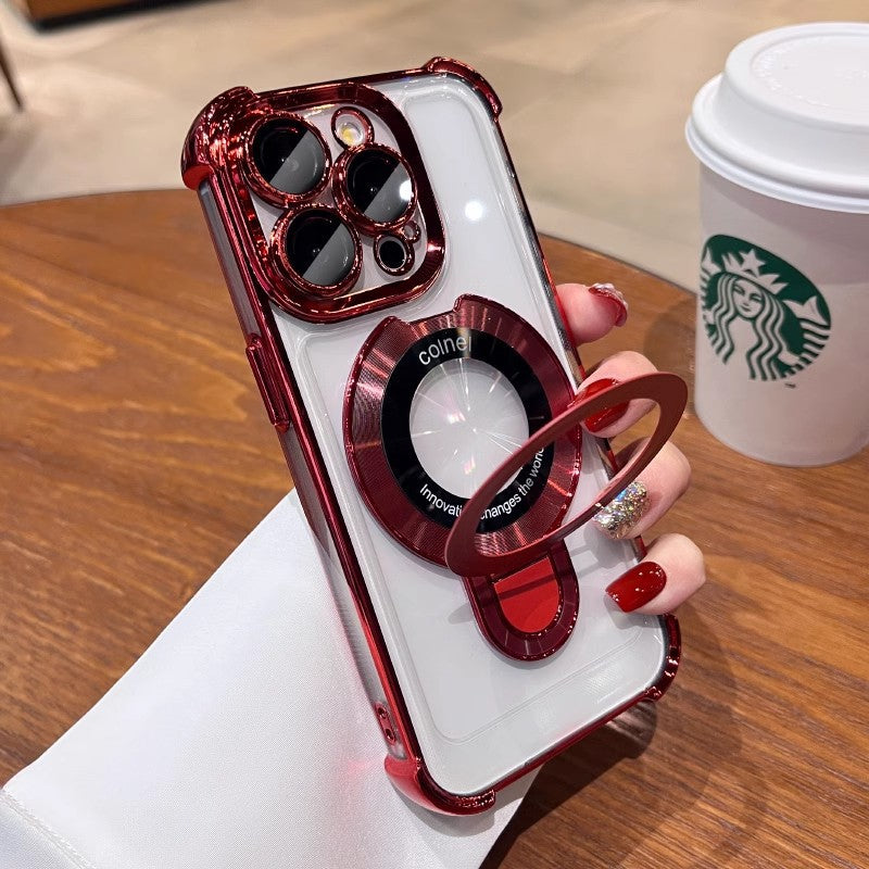 Suitable for iphone16 shockproof mobile phone case 17 excellent shield bracket magnetic suction apple 15promax four-corner anti-fall sheath