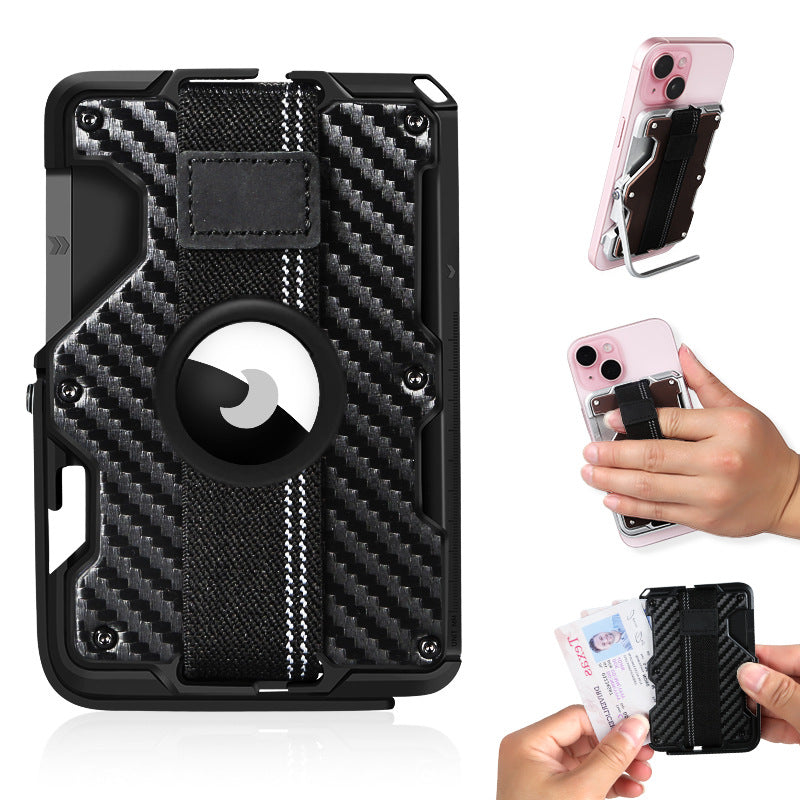 Applicable to Apple aluminum alloy card box, new AirTag rubber band metal card bag airtag flip magnetic card bag