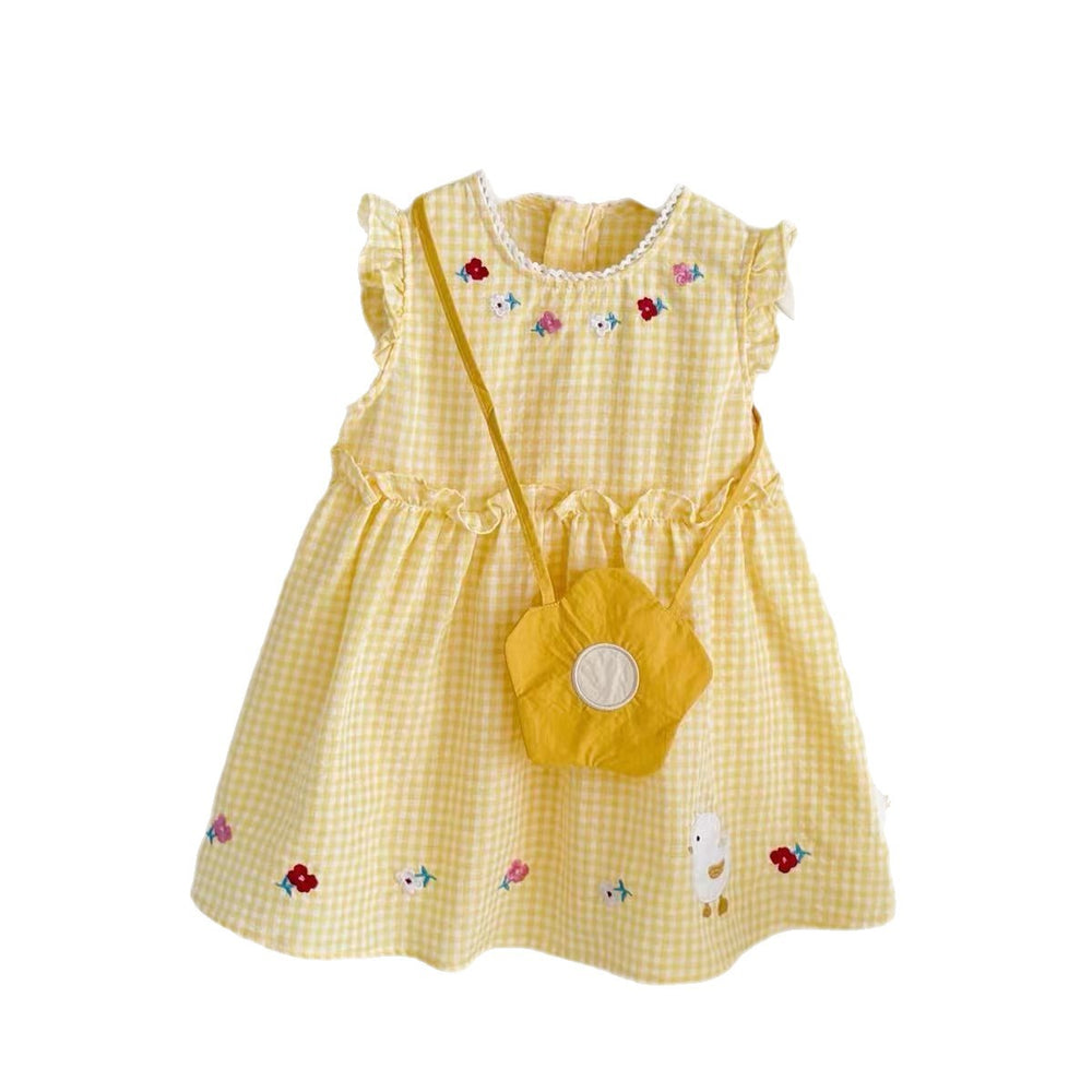 Summernew arrivalkids baby girl princess jumpsuit girl summernew arrival style small flying sleeve embroiderdress summer