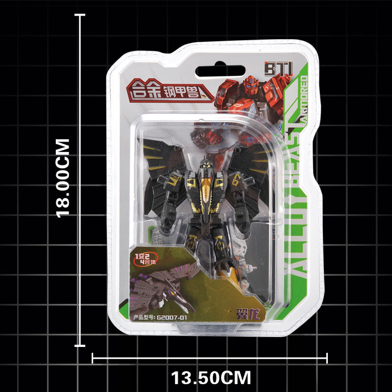 Kids puzzle mini robot toy boy retro moving train combined deformation dinosaur engineering vehicle steel armor beast