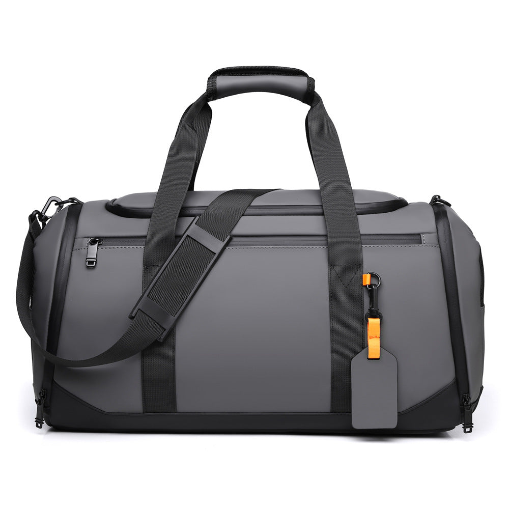 New leather film travel bag large capacity independent shoe position portable fitness bag can be hung tie rod dormitory luggage wholesale
