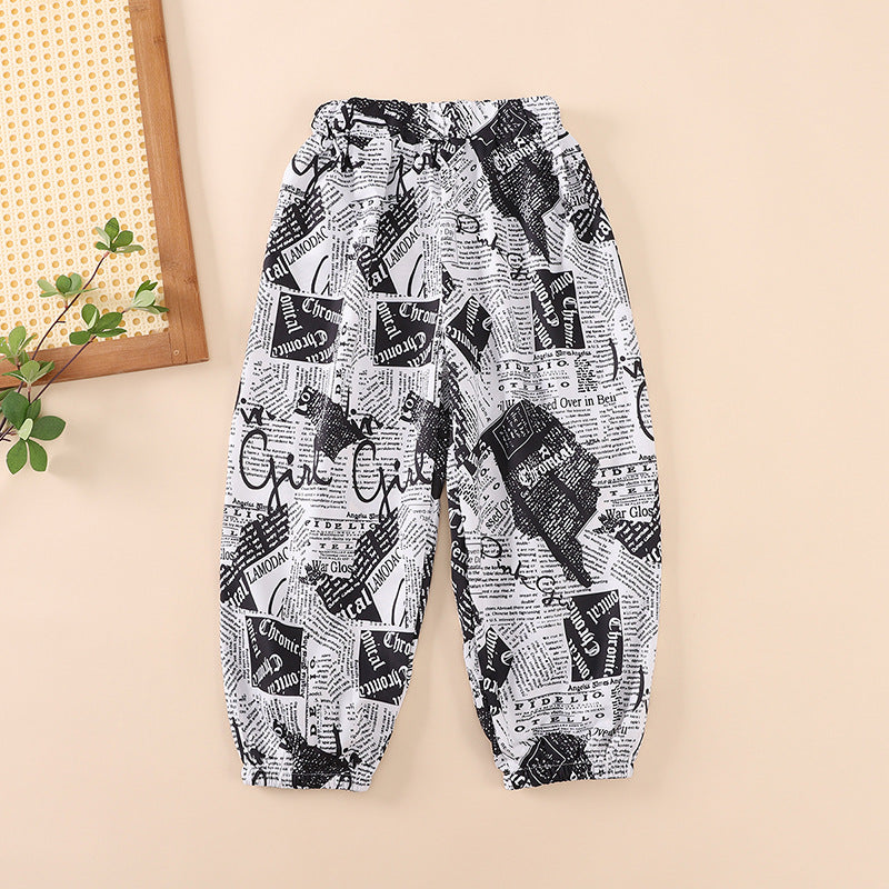 Pantssummer thin summer clothes big kids girls loose style ice silk bloomers summer kids anti-mosquito pants