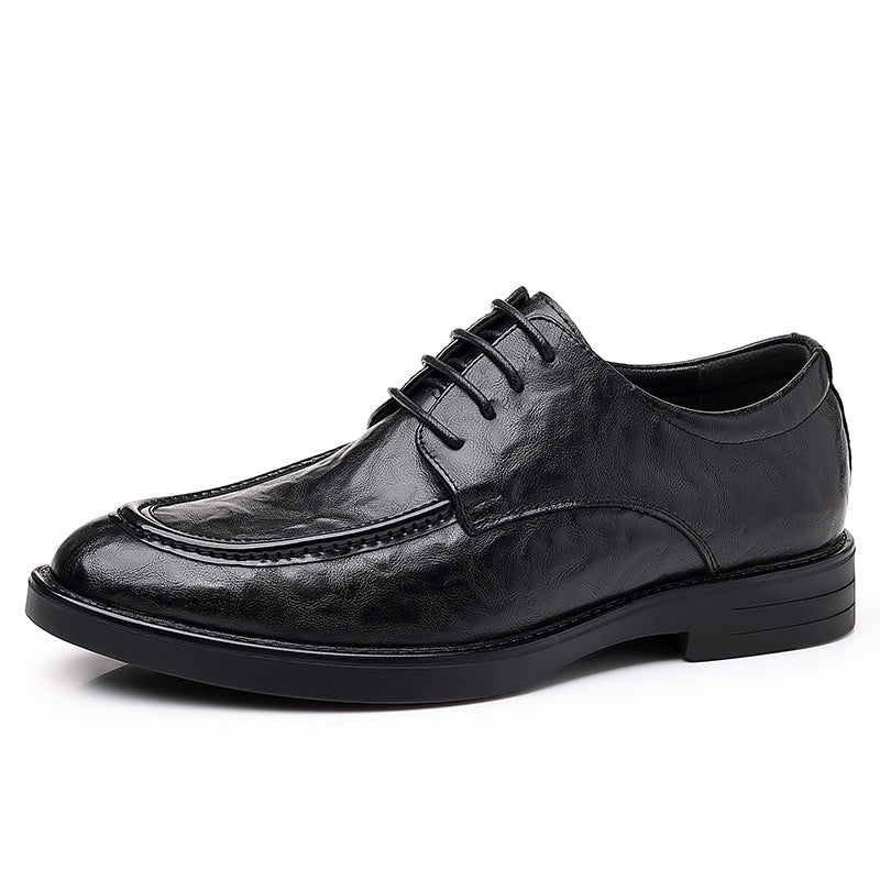 Men's leather shoes - new spring/autumn collection: textured leather, business casual, british style, korean design, perfect for work, groom, and weddings