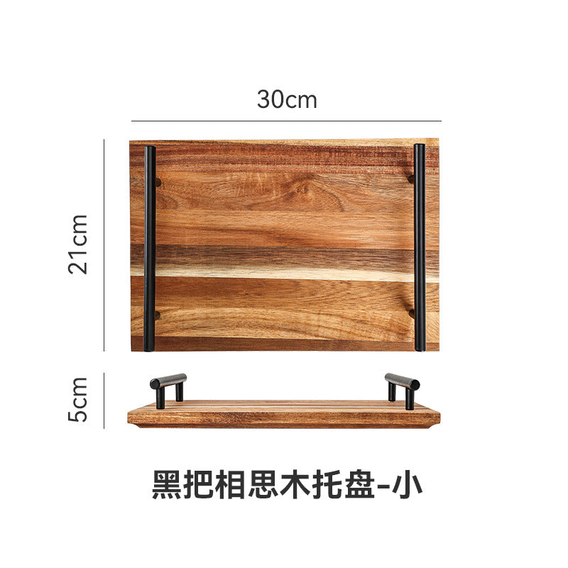 Creative acacia wood double-handle wooden tray - perfect for home baking, fruits, desserts, and tea. wholesale direct from the manufacturer