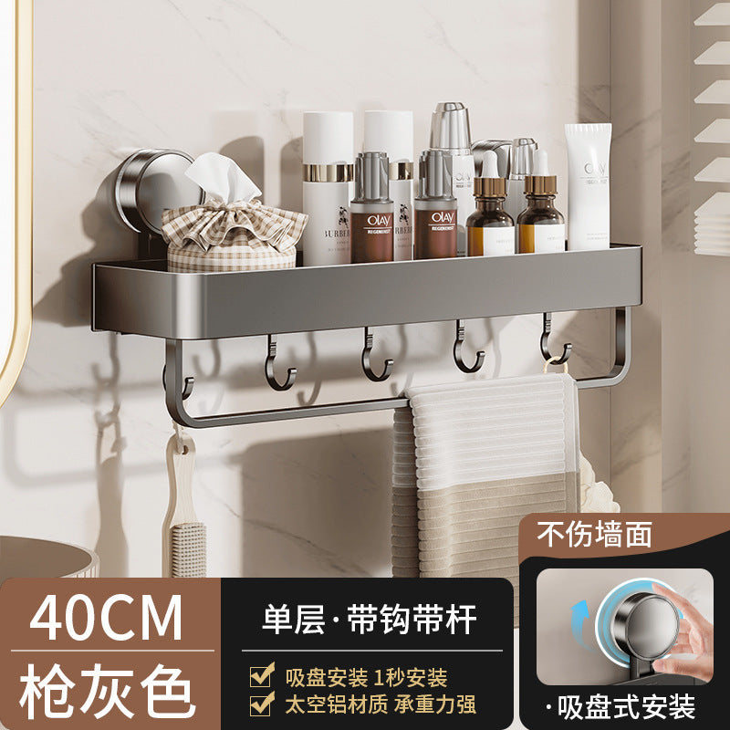 Strong suction cup rack, toilet non-punching, wall-mounted bathroom rack, wall toilet washstand storage