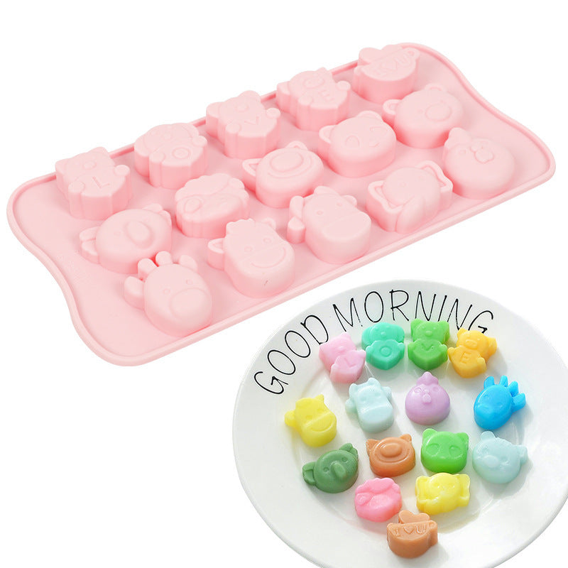 15-cavity cartoon silicone ice cube tray mold - homemade ice pop & ice cube maker, silicone chocolate mold, home diy baking tool