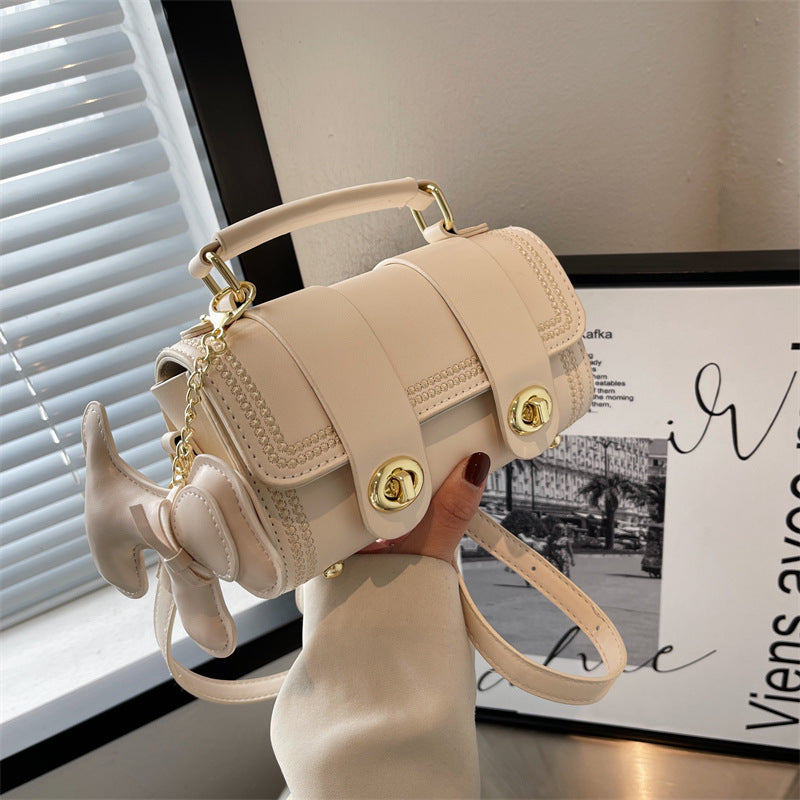Foreign style bag contrasting color women's small bag 2025 new portable Boston bag fashionable and simple shoulder messenger bag