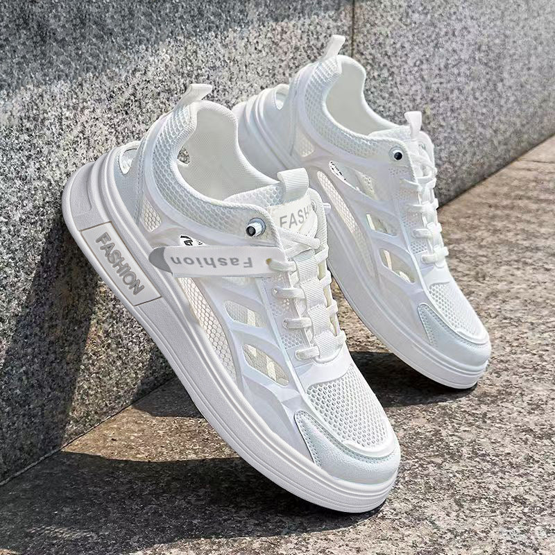 Men's white shoes summer hollow crocs men's breathable easiest for match sneakers wading and river tracing shoes student sandals men