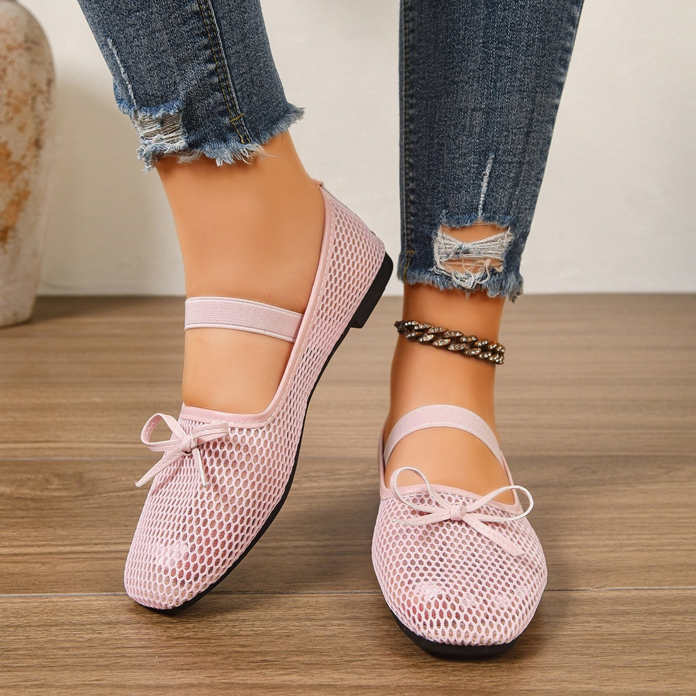 plus sizecut out mary jane bowsflatsflatsnew arrival mesh shoes breathable fashionflatsplaid sandals