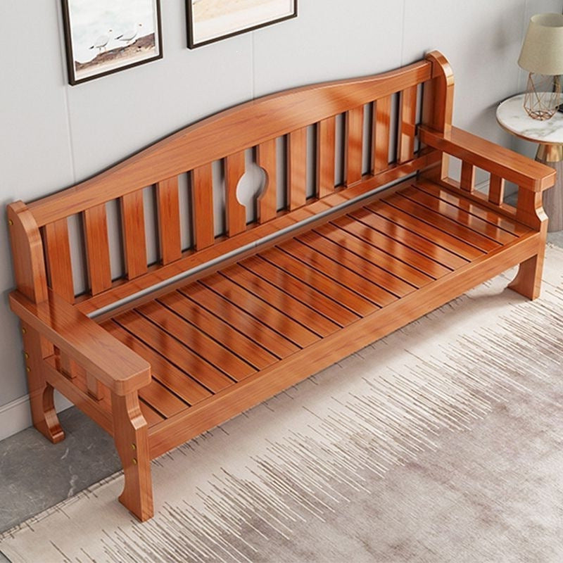 Solid wood sofa new chinoiserie combination wooden sofa rental room backrest bench economical living room small apartment sofa