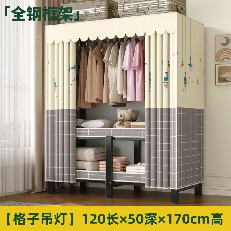 [yiwa] wardrobe for home bedroom installation-free foldable simple cloth wardrobe rental room full steel frame strong and durable clothes
