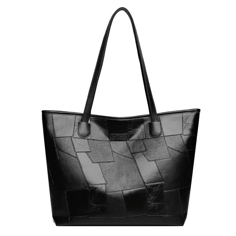 2024 new fashion shoulder bag large capacity tote bag solid color patchwork women's bag woven tote bag dropshipping available