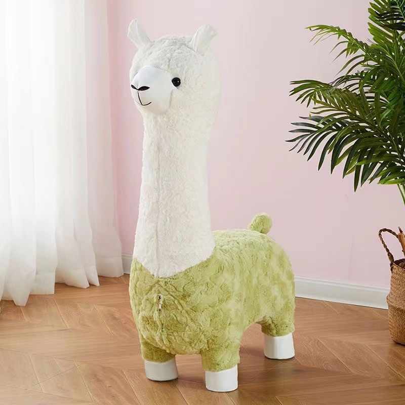 Extra large creative alpaca stool, accessible luxury animal stool, floor-standing handmade ornaments, scandinavian style shoe changing stool, festival