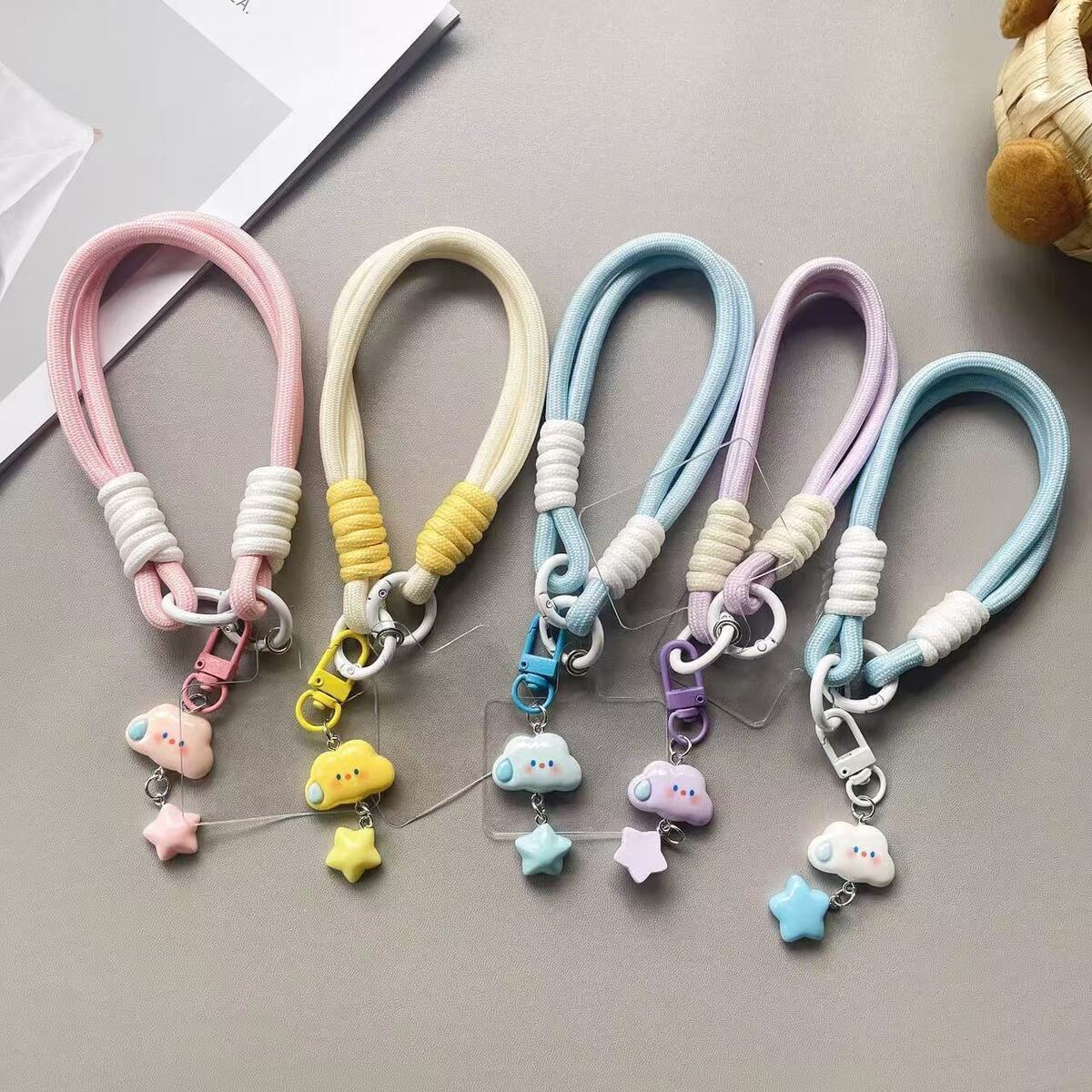 ins speechless clouds stars mobile phone case lanyard wristband short mobile phone camera lanyard pendant keychain universal