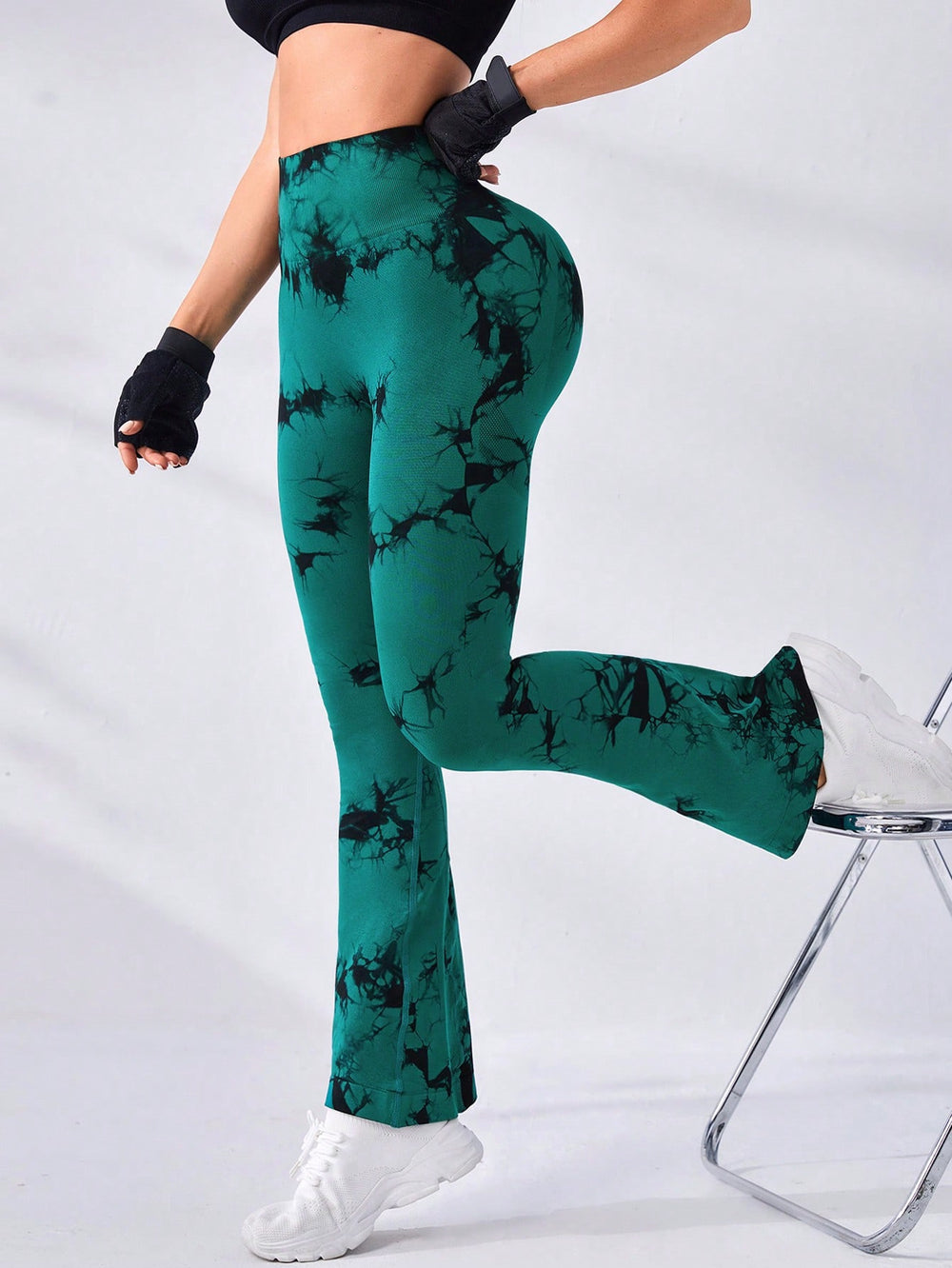 Tie-dye yoga pants, tie-dye bell-bottom pants, tie-dye yoga pants, sports fitness wear, moisture-wicking, high-elasticity butt lift for women